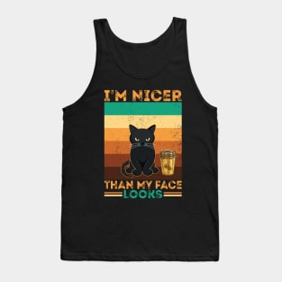 Introvert Coffee Cat I'm nicer than my face looks Tank Top